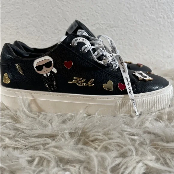 KARL LAGERFELD PARIS CATE PINS LACE UP LEATHER SNEAKER SIZE 7 - Picture 5 of 14
